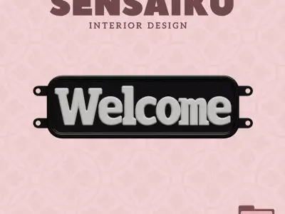 Welcome Door Sign 3D Print File for DIY Home Decor Sensaiku 3D print model