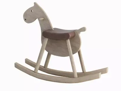 Wooden Rocking Horse Set Low-poly 3D model