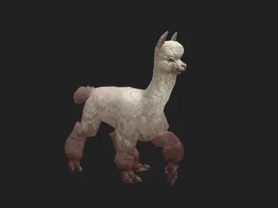 animated alpaca Low-poly 3D model