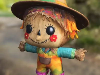 Scarecrow decorative funny Low-poly 3D model