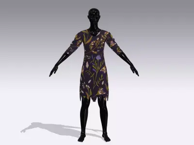 Female Cloth Dress Low-poly 3D model