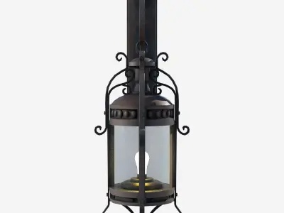 Light wrought iron wall lantern 3D model