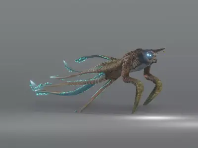 Squidking Monster - rigged Low-poly 3D model