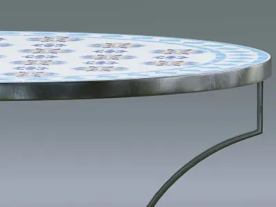 Moroccan round mosaic table Low-poly 3D model