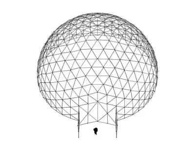 Geodesic Dome with Door Opening V4 3D model