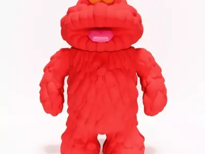 Red Sofubi Style Muckey POP MART toy 3D print model