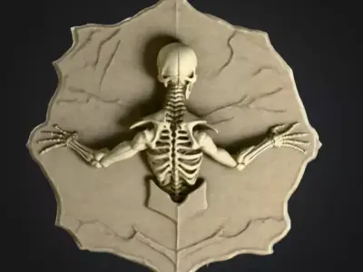 Skeletal Warrior Wall Plaque Low-poly 3D model