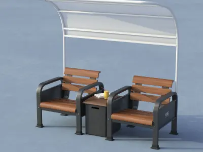 Sport Resting bench Double 3D model