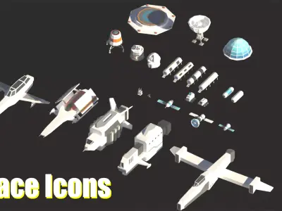 Space Icons Low-poly 3D model