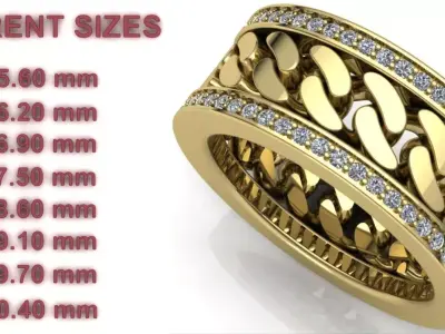 Cuban Chain Ring - DIFERENT SIZES 3D print model