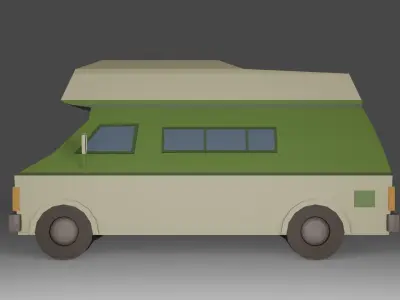 Cartoon low poly camper van 3D model Free low-poly 3D model