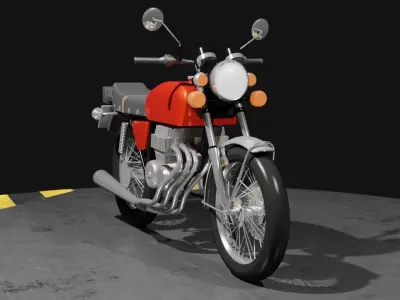 Motorcycle orange Low-poly 3D model
