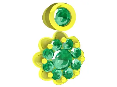 Luxury Floral Cluster Gemstone Pendant 3D Model for Fine Je 4594 3D print model