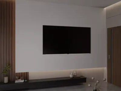 Modern Living Room TV Wall - 3D Interior Render Pack 3D model