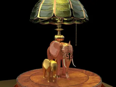 Chinese display stand with elephant lamp  3D model