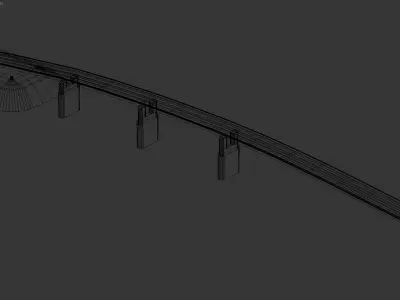 Elevated highway bridge with concrete supports 3D model