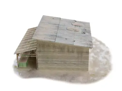 Abandoned building shop old house Low-poly 3D model