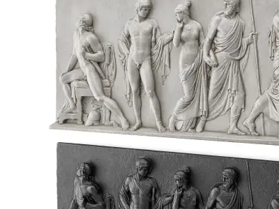 Greek Roman Relief panel Low-poly 3D model