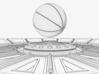 Futuristic Basketball Ball and Stage 3D model