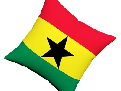 Ghana Flag on luxury square cotton Pillow 3D model