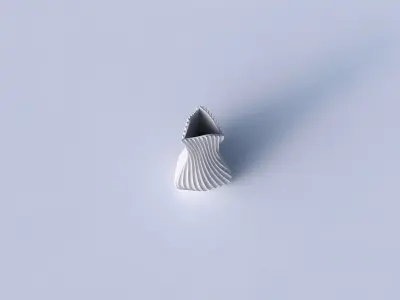 Vase puffy triangle with extruded vertical lines 2 3D print model