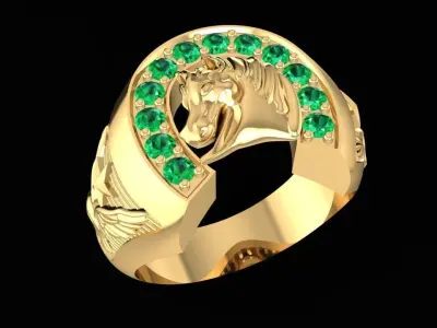 Luxury Horse Head Gemstone Ring for Men  1562 3D print model