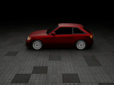 Low Poly Old Generic Hatchback  Low-poly 3D model