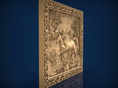 Carved panel painting STL 3D model shop