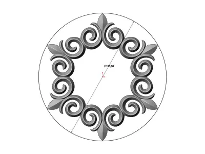 Hexagonal  floral decoration element relief 3D print model