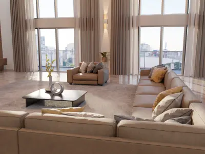 Modern Living Room - Hall 3D model