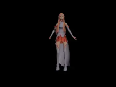 Asuna Yuuki - Idle Low Poly Rigged  Free low-poly 3D model