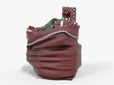 Santa Gifts with Bag For Christmas Low-poly 3D model