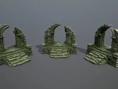 ruin gate Low-poly 3D model