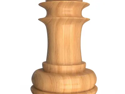3D Wooden Chess Rook Low-poly 3D model