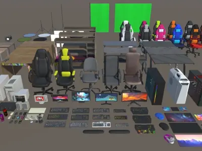 Ultimate Gamer Room Low-poly 3D model