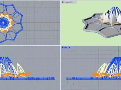 Bahai Tempe or Lotus Temple Low-poly 3D model