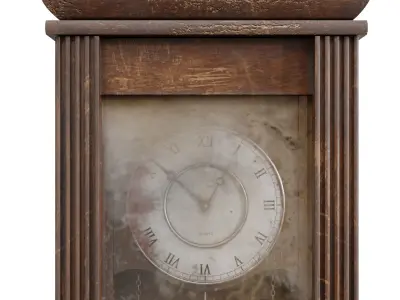 Vintage Classical wooden wall clock Low-poly 3D model