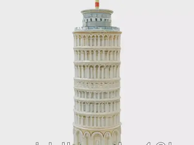 Leaning Tower of Pisa Iconic Architecture Model Low-poly 3D model