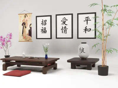 Japanene Props Low-poly 3D model