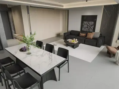 Modern living room dining room interior scenes 160 3D model