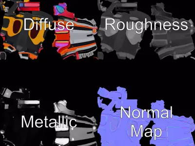 Vivid Neon Blaster model pack Low-poly 3D model