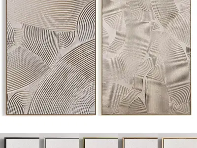 Plaster Two Photo Frame 345 Low-poly 3D model