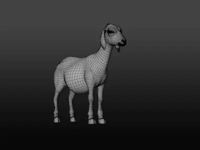 Realistic Rigged Goat  Fur PBR Textured 3D Model Animation Film Low-poly 3D model