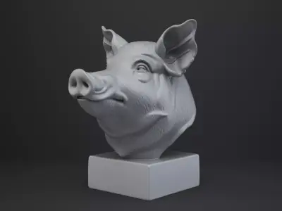 Pig Bust - Animal Figurine 3D print model