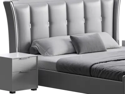 Wide Victorian Wingback Bed 3D model