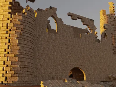 Castle Model 3D in desert 3D model