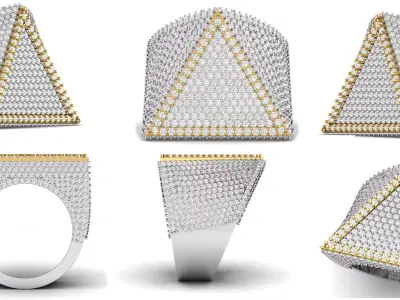 Triangular Pyramid Shape Champions Diamond Ring 02 3D print model