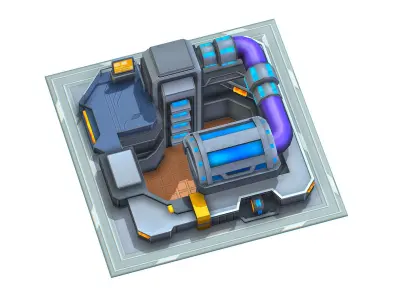 isometrical fuel rig platform station upgrade 1 Low-poly 3D model