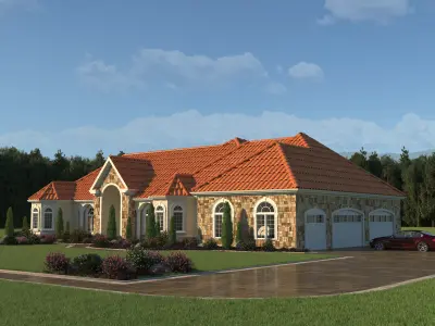 Exterior render front elevation for these mediterranean house... 3D model
