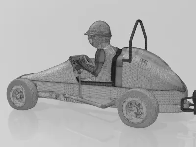 The silver Flash midget racer ready to print 3D print model